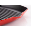 Emaille Gusseisen Square Grill Pan 28cm mit doppelten Ausgießer